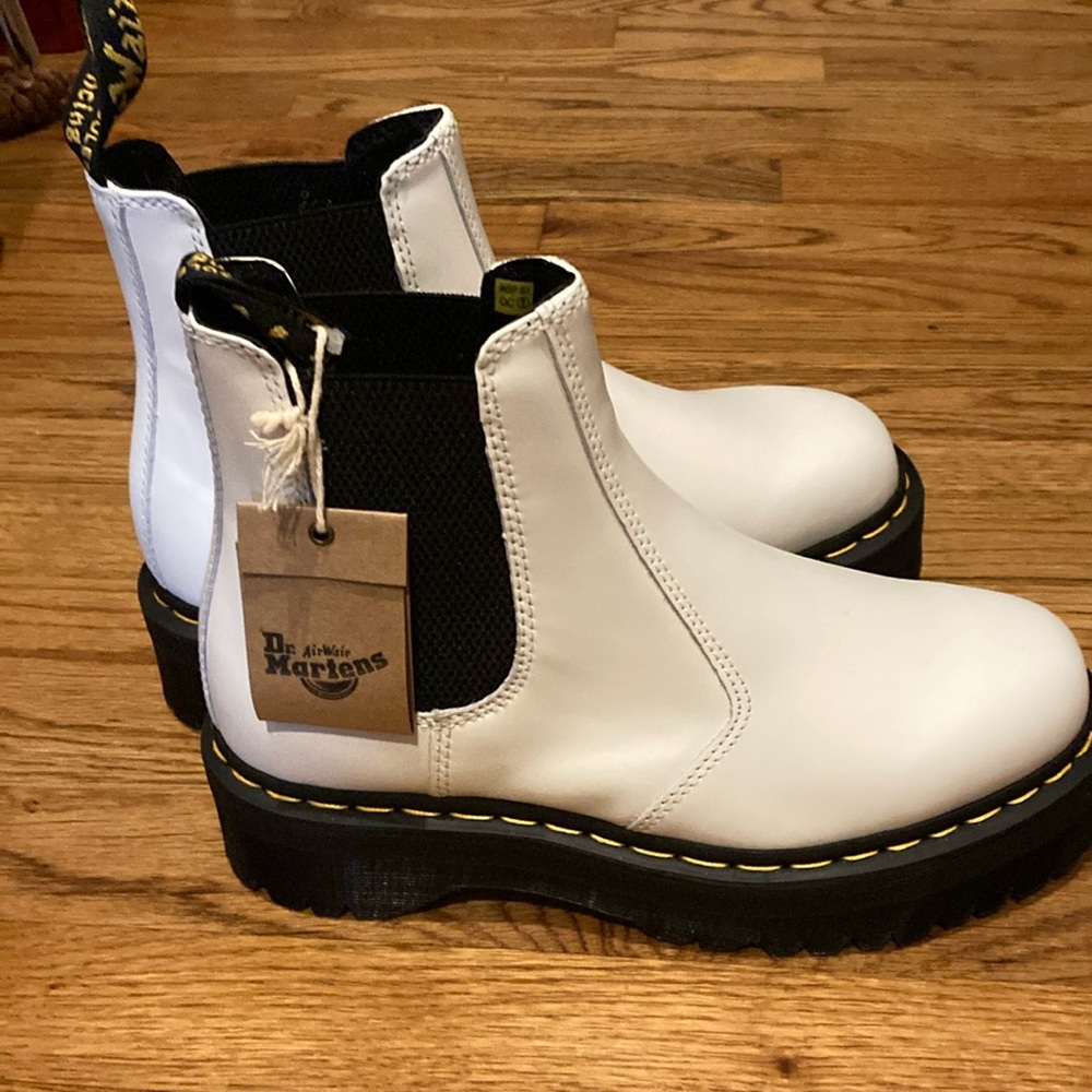 Dr. Martens Black and White Winter Chelsea Boots